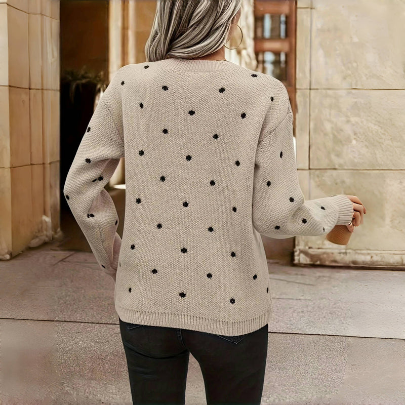Relaxed polka-dot knit everyday sweater for women | Lunette