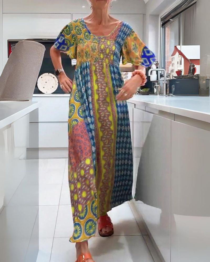 Colourful relaxed bohemian everyday dress for women | Corinne