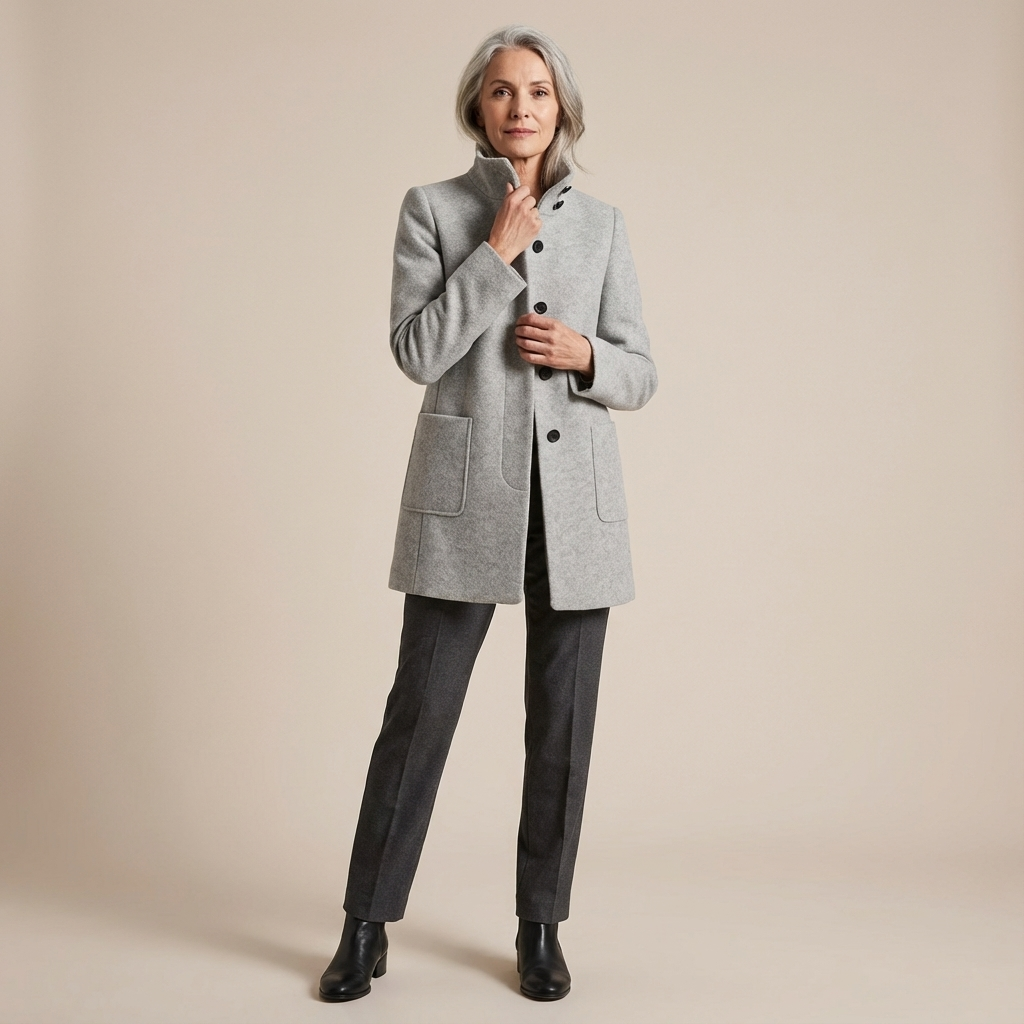 Velmara | Women's High Collar Button Front Coat