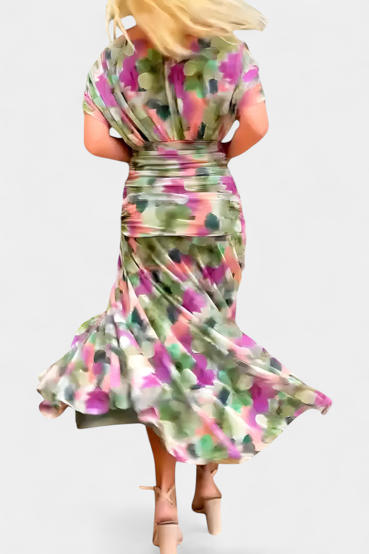 Long floral V-neck maxi dress for women | Vivian