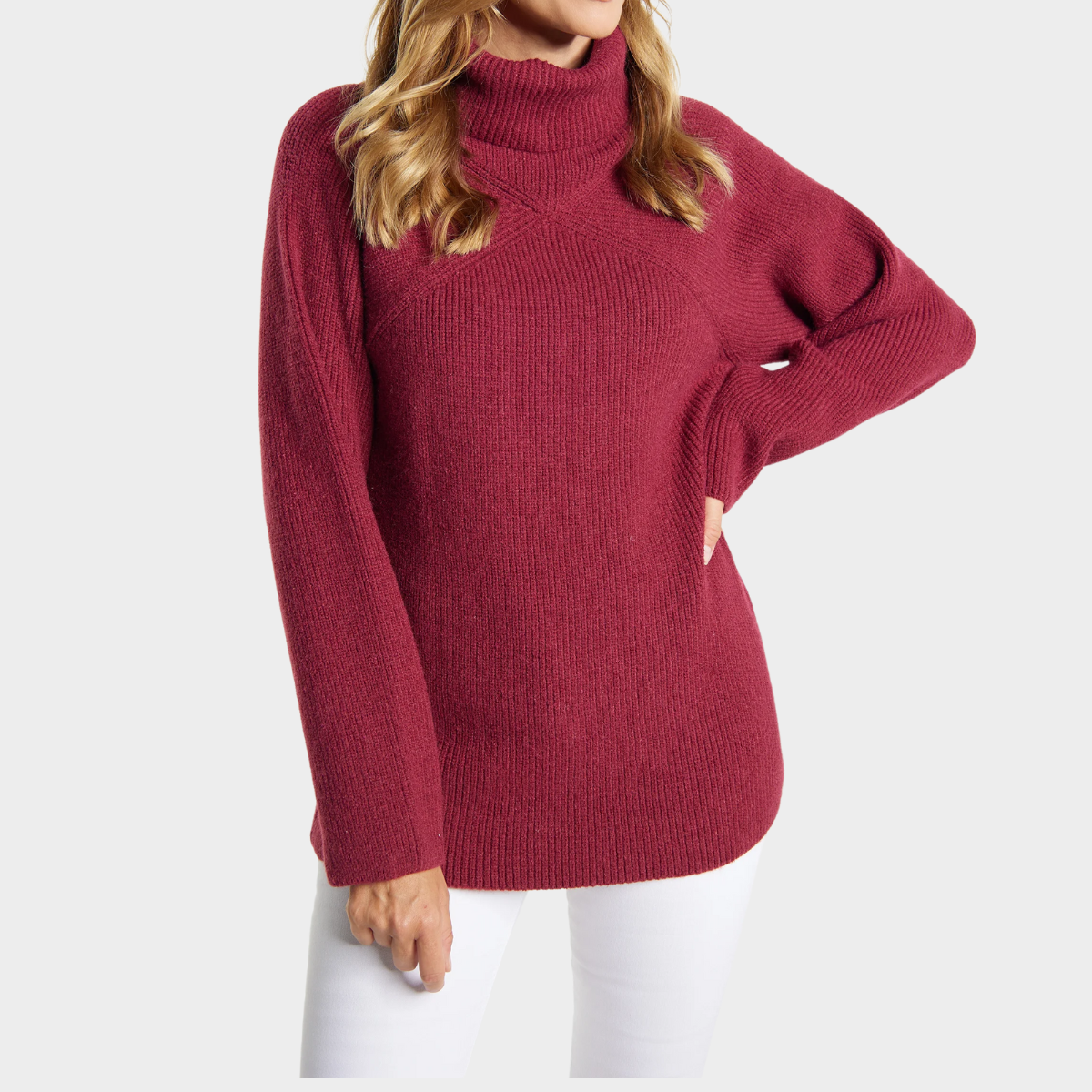 Rosalind | Women's Ribbed Oversized Turtleneck Tunic Sweater