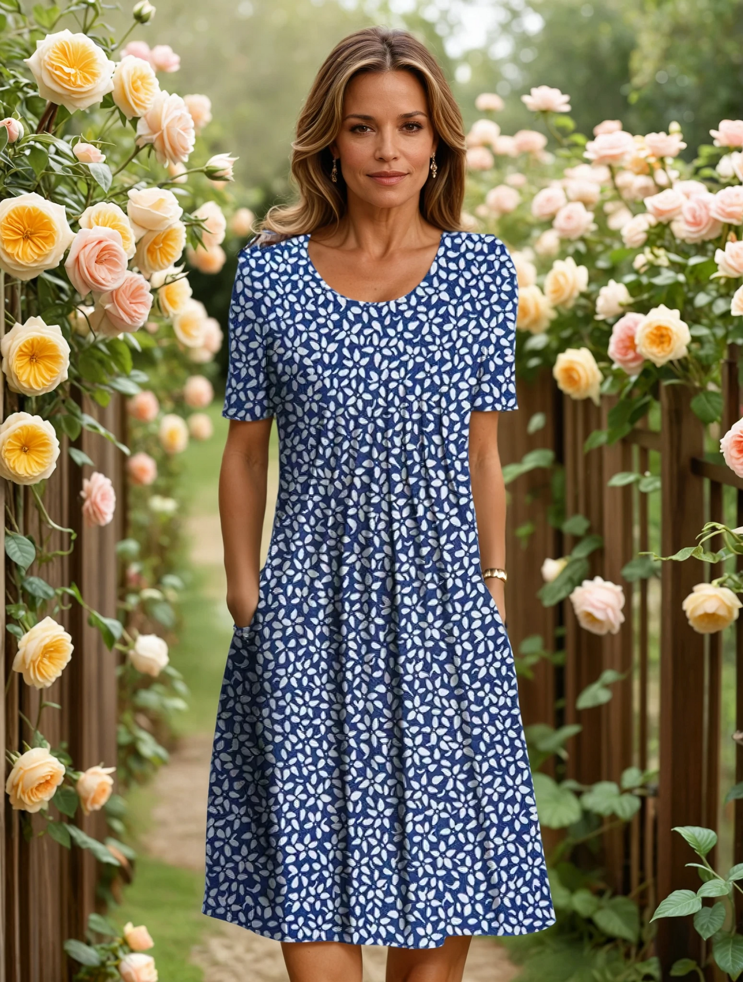 Elegant floral tummy-coverage dress for women | Marianne
