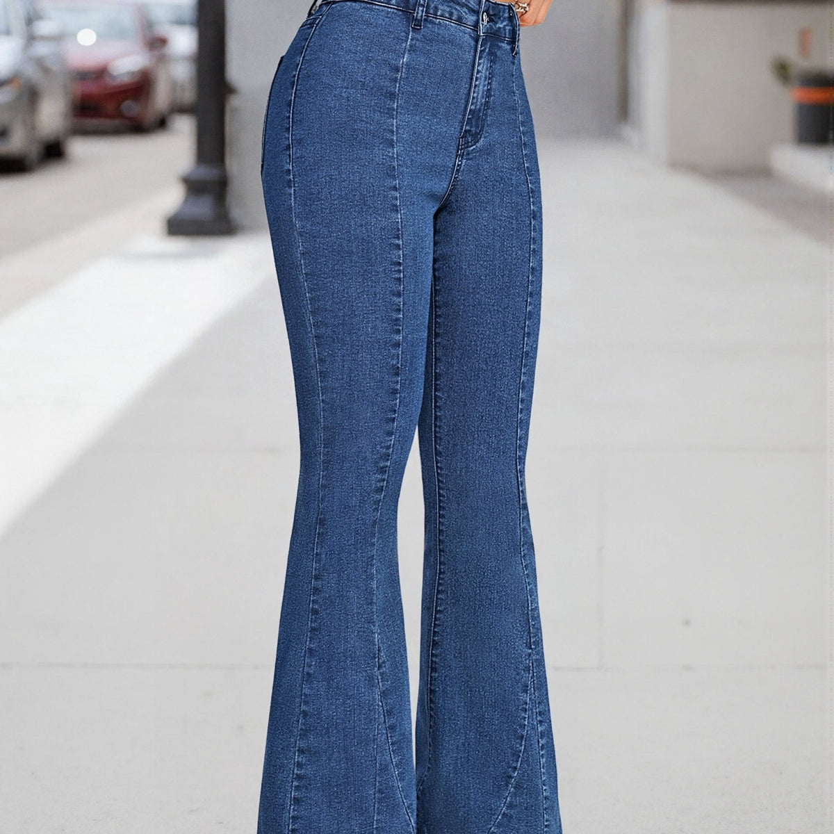 Coralie | Women's High Waist Button Front Flare Jeans