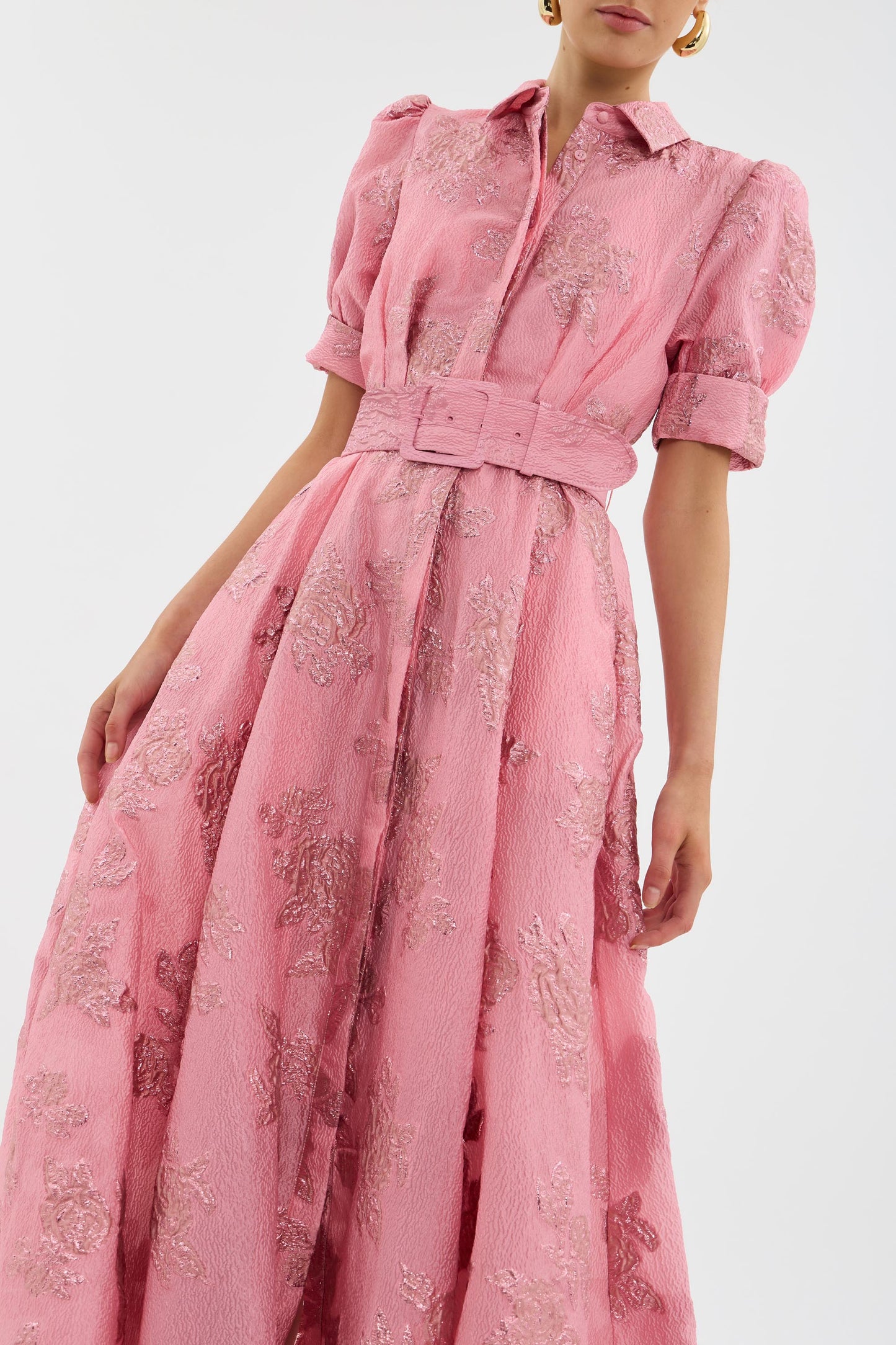 Elegant short puffed sleeve dress for women | Olivia