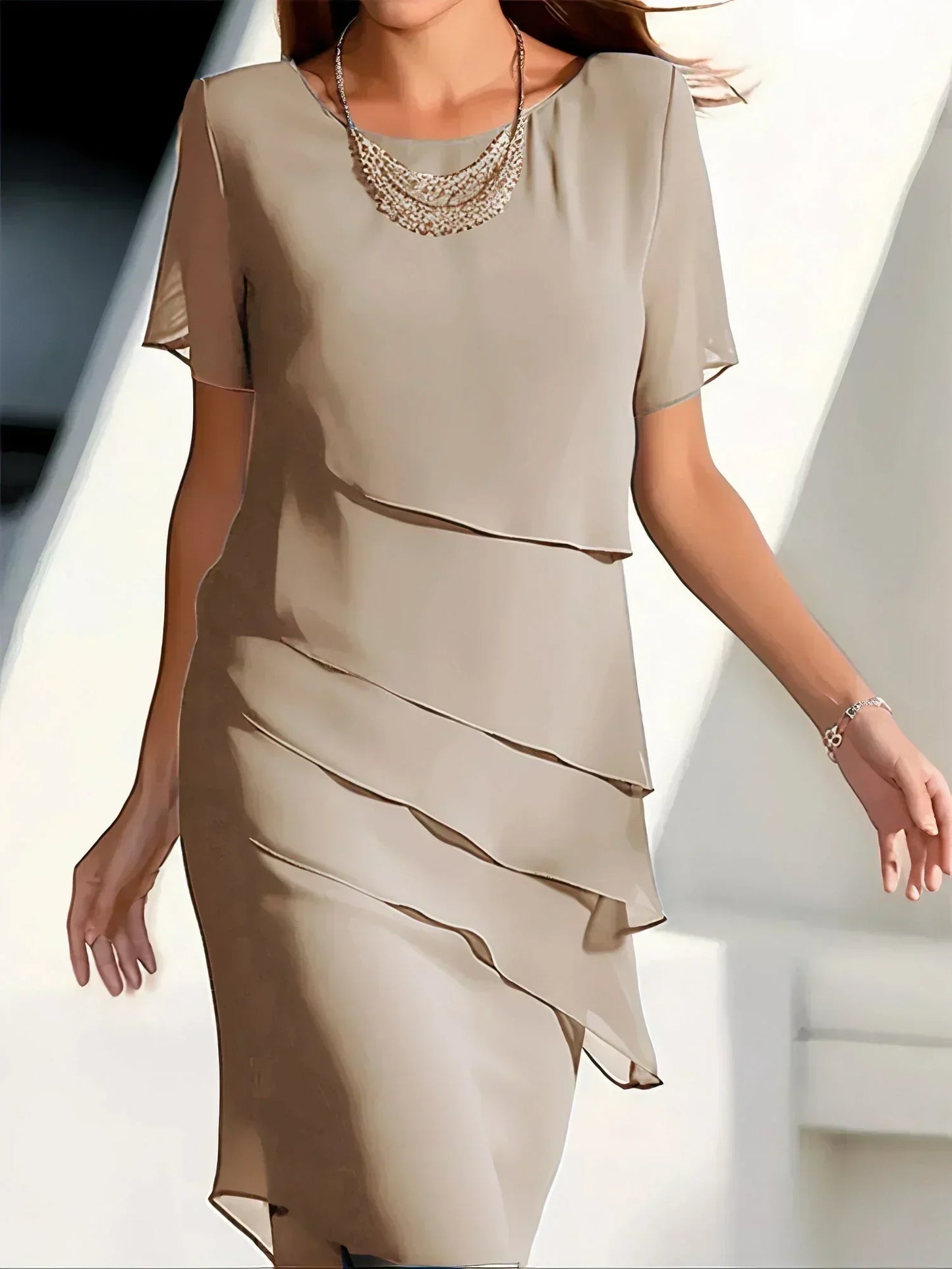Refined Layered Midi Dress for Women | Alara