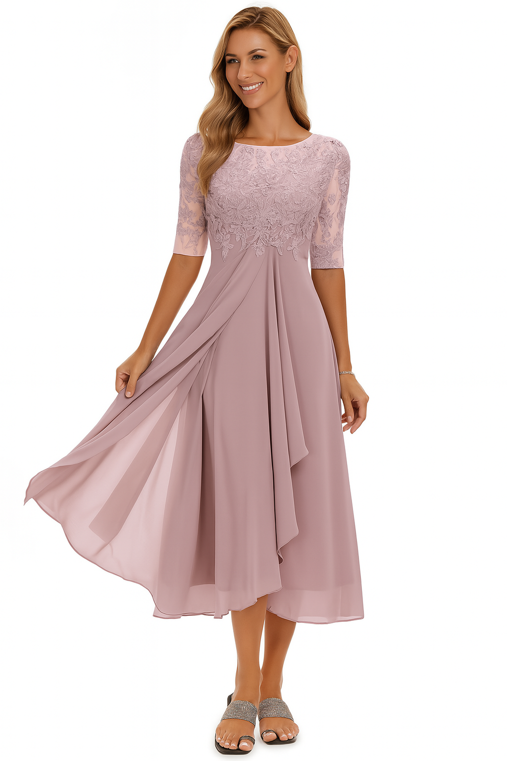 Elegant lace chiffon dress for women | Marielle
