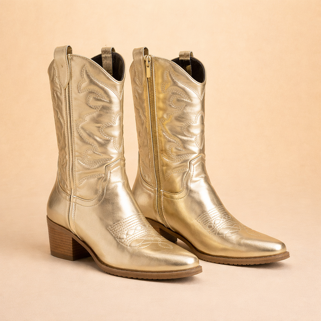 Rossalia | Women's Metallic Western Boot with Zipper