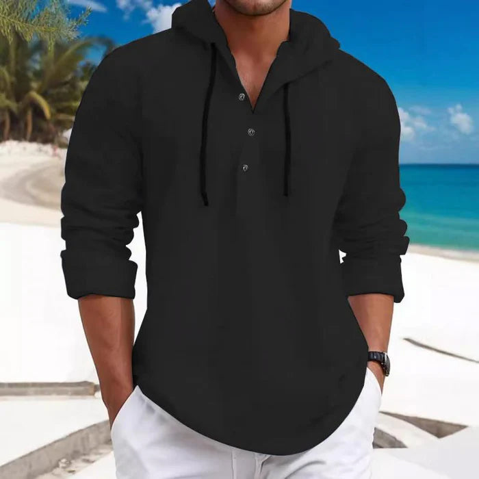 Relaxed hooded long-sleeve shirt for men | Nolan