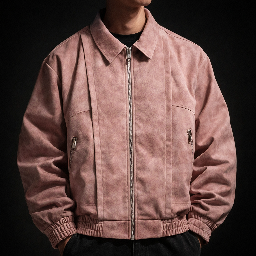 Klint | Men's Oversized Suede Look Bomber Jacket with Zip Pockets