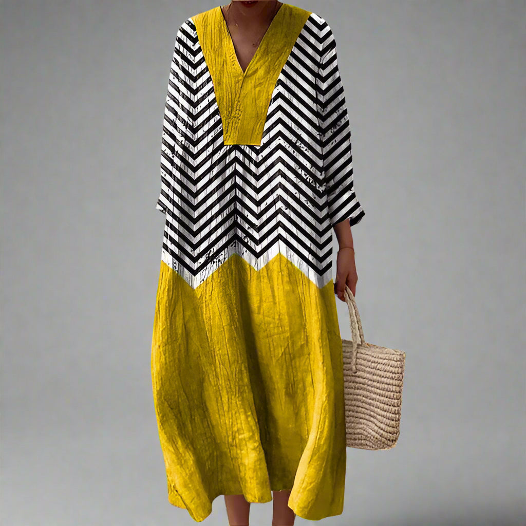 Elegant geometric print everyday dress for women | Ainsley