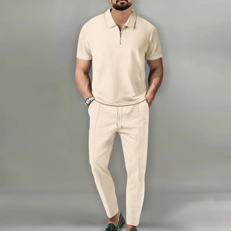 Relaxed two-piece casual set with zip collar for men | Milan