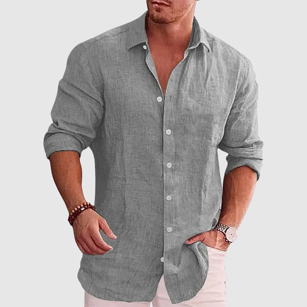 Rustic Textured Button-Up Shirt for Men | Alaric
