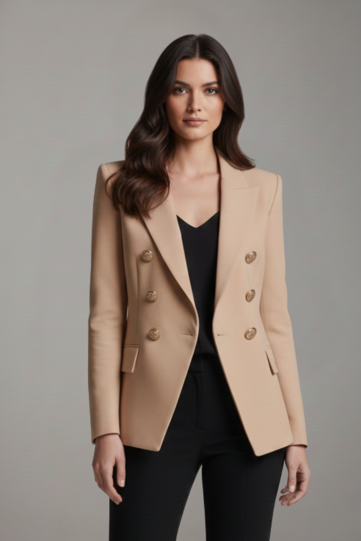 Celestia | Women's Double Breasted Blazer with Gold Tone Buttons