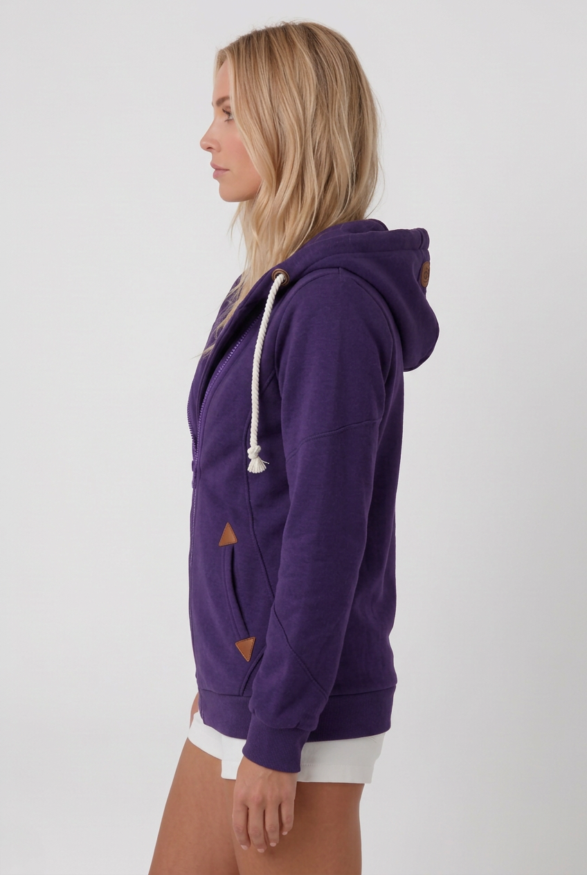Sylvia | Women's Hooded Zip Front Jacket with Rope Drawstrings