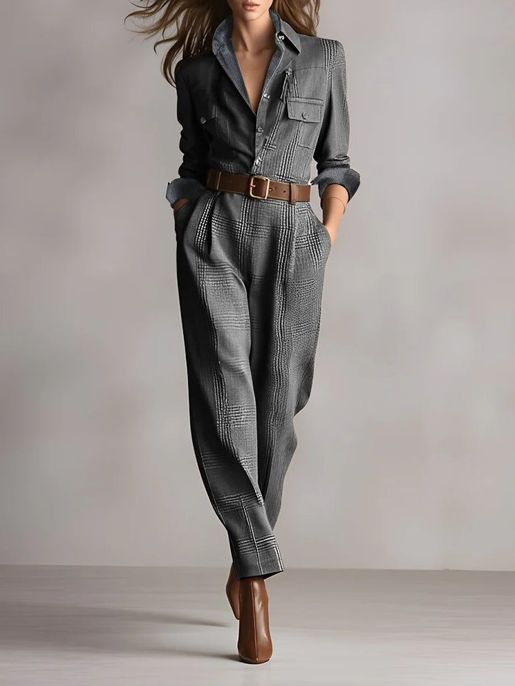 Elegant plaid utility jumpsuit for women | Arlena