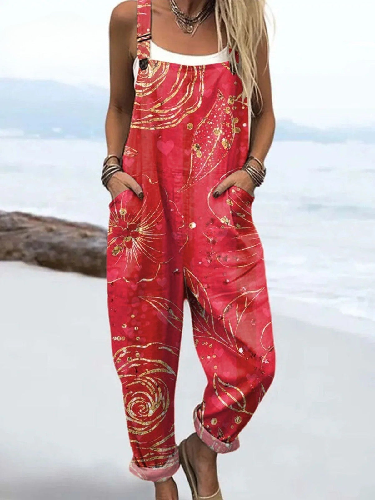 Calista | Women's Floral Swirl Wide Leg Jumpsuit