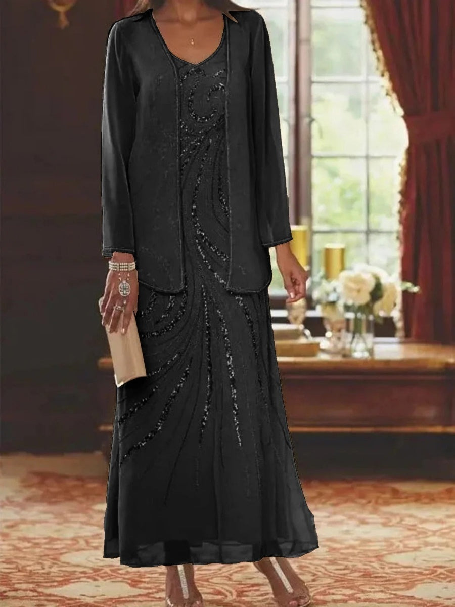 Elegant longline coat and skirt set for women | Verlaine