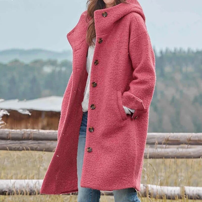 Genevieve | Women's High Collar Button Detail Coat