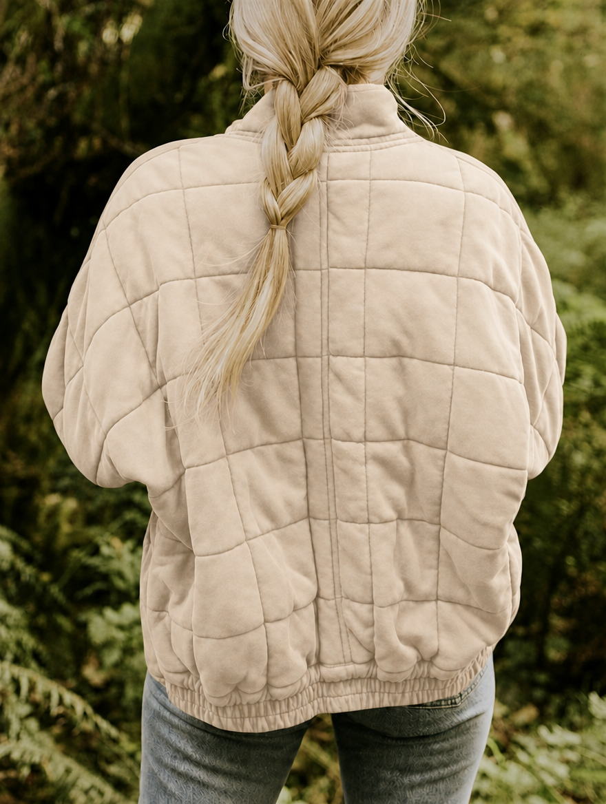 Ingrielle | Women's Quilted Stand Collar Zip Front Jacket