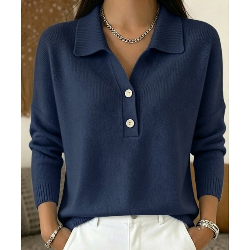 Estella | Women's Collared Button Front Pullover Top with Relaxed Fit