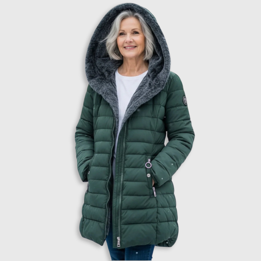 Warm hooded puffer winter coat for women | Olivia