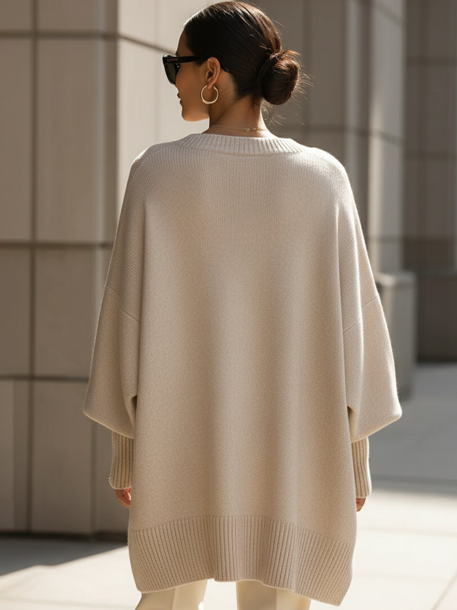 Oversized Wool-Blend Sweater with Rounded Neck for Women | Selina