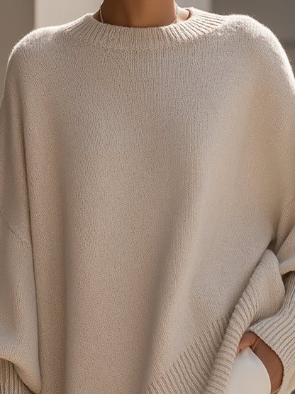 Oversized Wool-Blend Sweater with Rounded Neck for Women | Selina