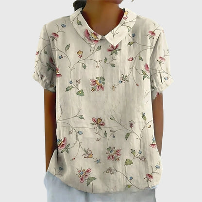 Veronica | Women's V Neck Short Sleeve Floral Blouse