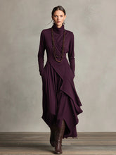 Bohemian draped turtleneck maxi dress for women | Elowen