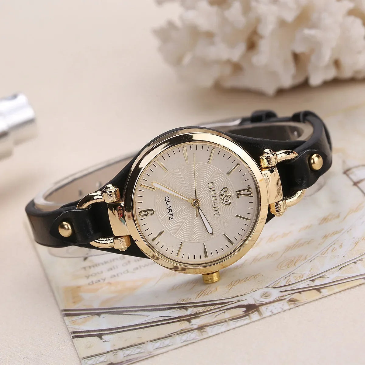 Vintage Gold-Tone Watch with Etched Dial | Aureon