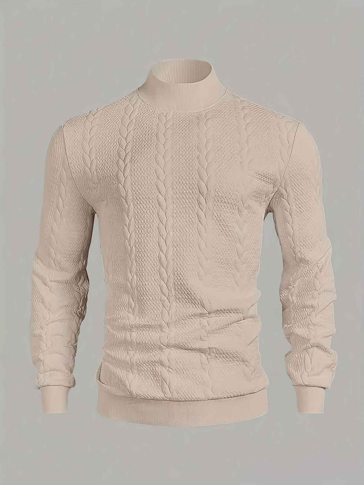 Marvane | Men's Textured High Neck Sweatshirt with Ribbed Cuffs