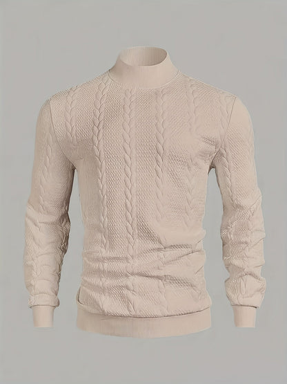 Marvane | Men's Textured High Neck Sweatshirt with Ribbed Cuffs