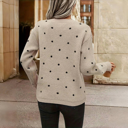 Relaxed polka-dot knit everyday sweater for women | Lunette