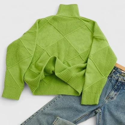 Rosalind | Women's Diamond Quilted Turtleneck Sweater