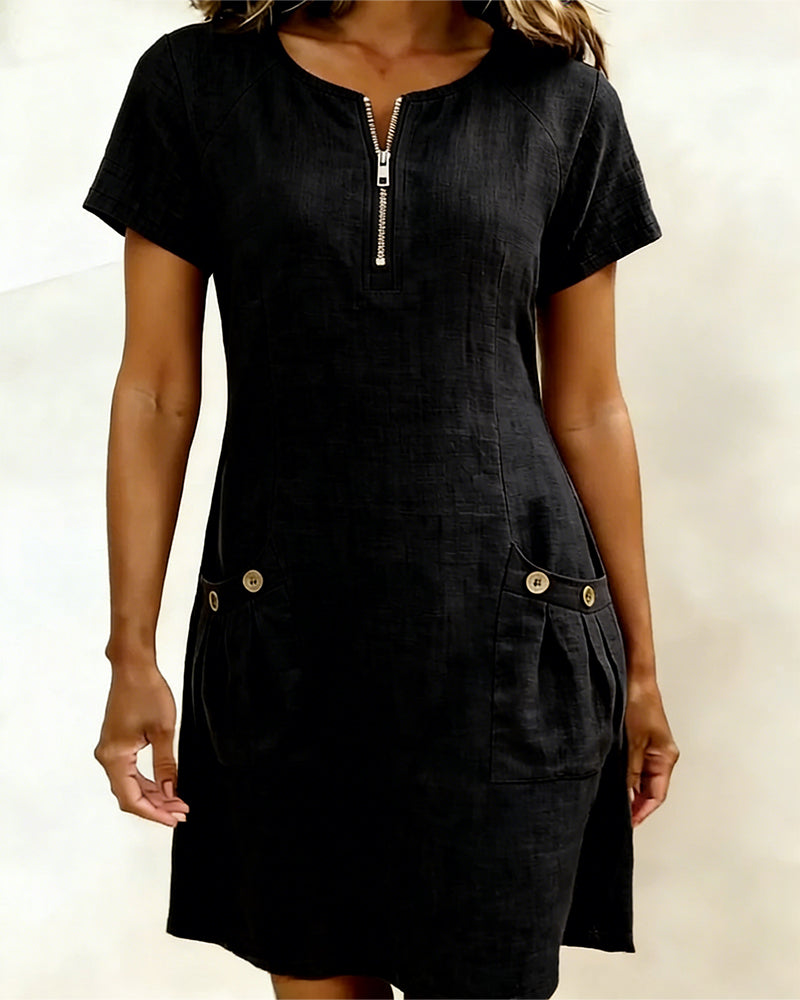 Casual solid A-line mini dress for women | Eliana