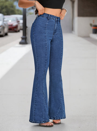 Coralie | Women's High Waist Button Front Flare Jeans