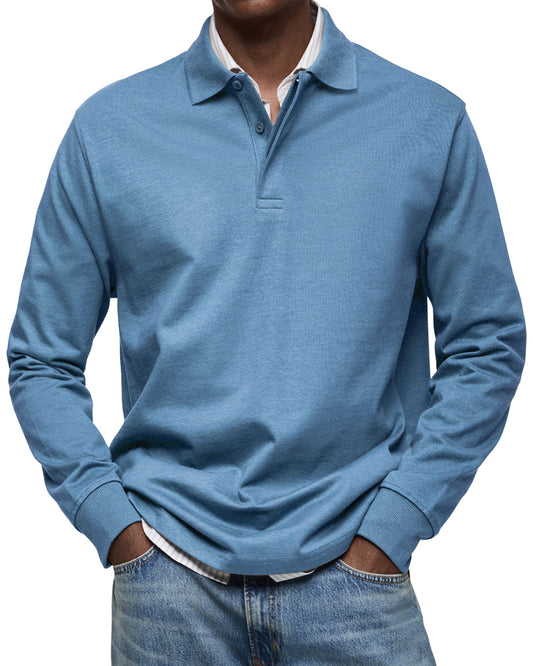 Classic long-sleeve relaxed polo shirt for men | Gary