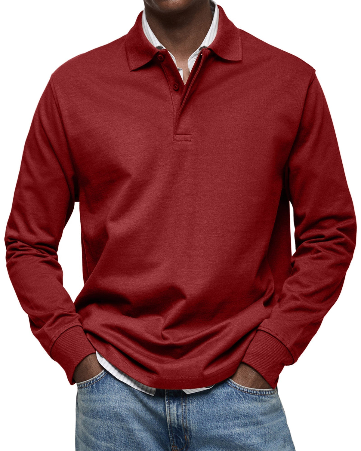 Classic long-sleeve relaxed polo shirt for men | Gary