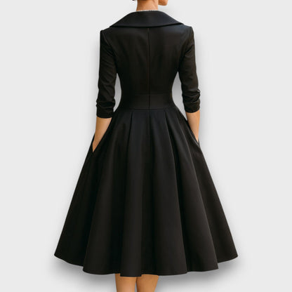 Refined Wrap-Neck Midi Dress for Women | Elara