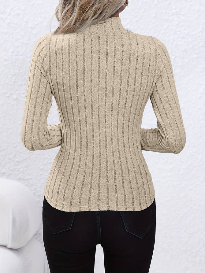 Marisol | Women's Ribbed Mock Neck Fitted Sweater