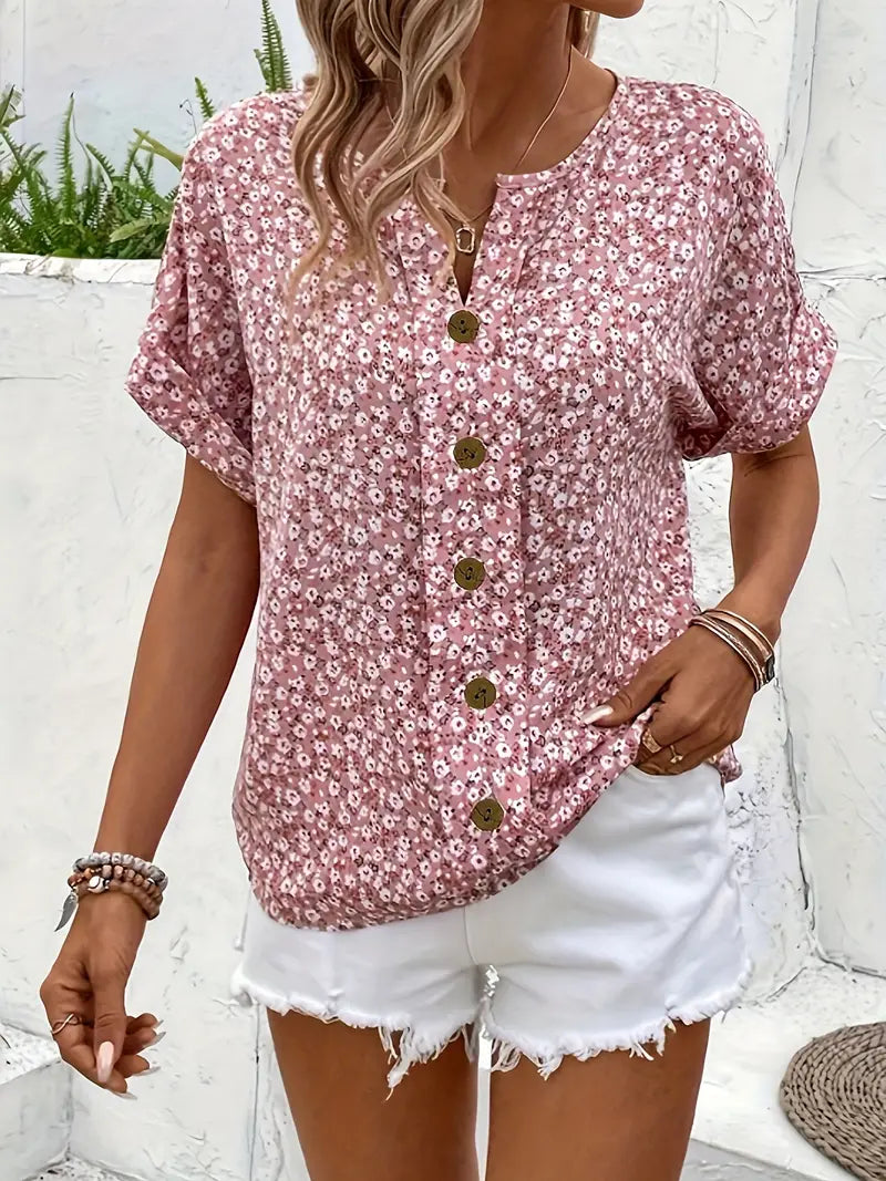 Elegant floral relaxed fit long sleeve blouse for women | Virellea