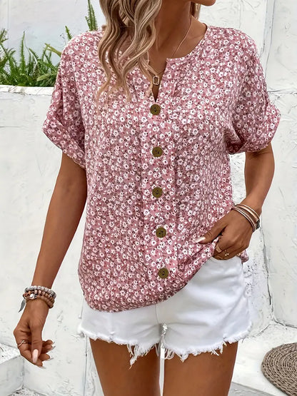 Elegant floral relaxed fit long sleeve blouse for women | Virellea