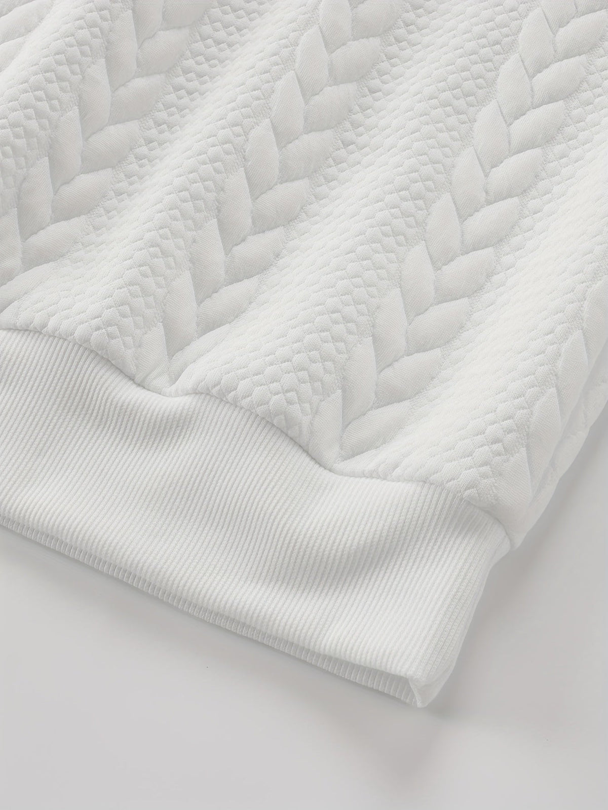 Thervan | Men's Textured Crew Neck Sweatshirt with Ribbed Cuffs