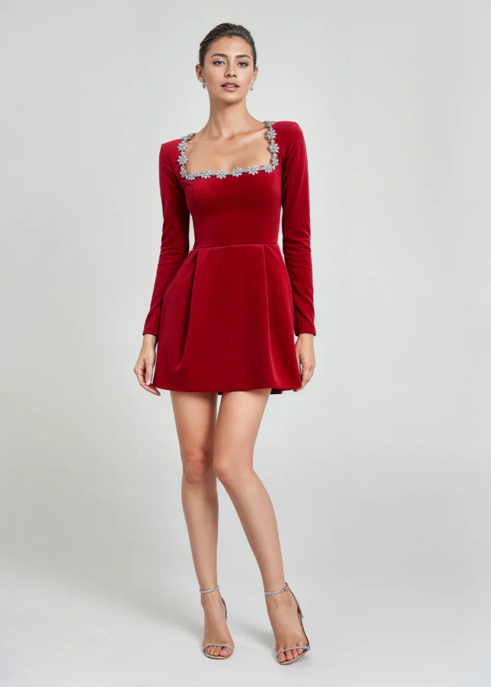 Chic Velvet Mini Dress with Square Neckline | Willow