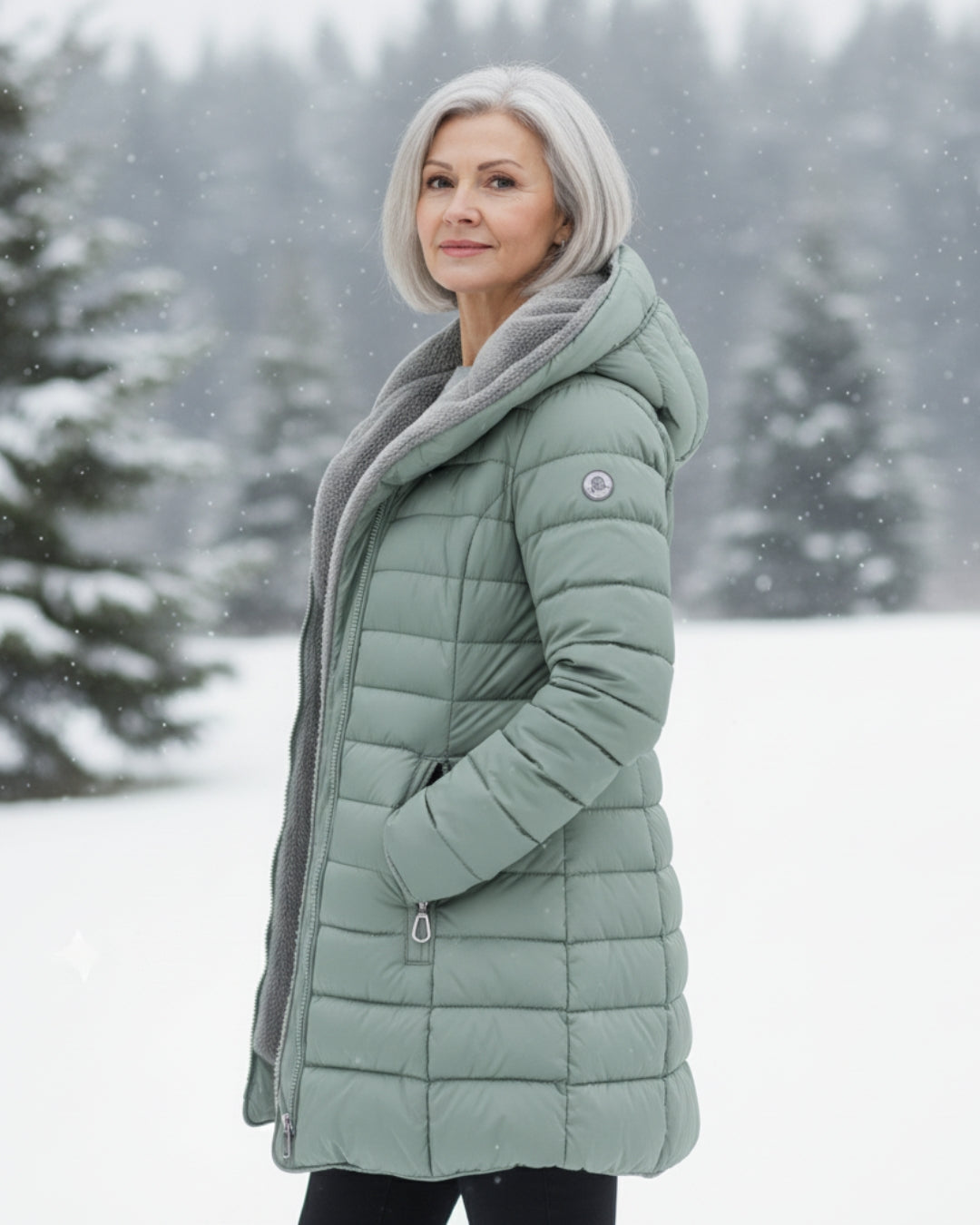 Warm hooded puffer winter coat for women | Olivia