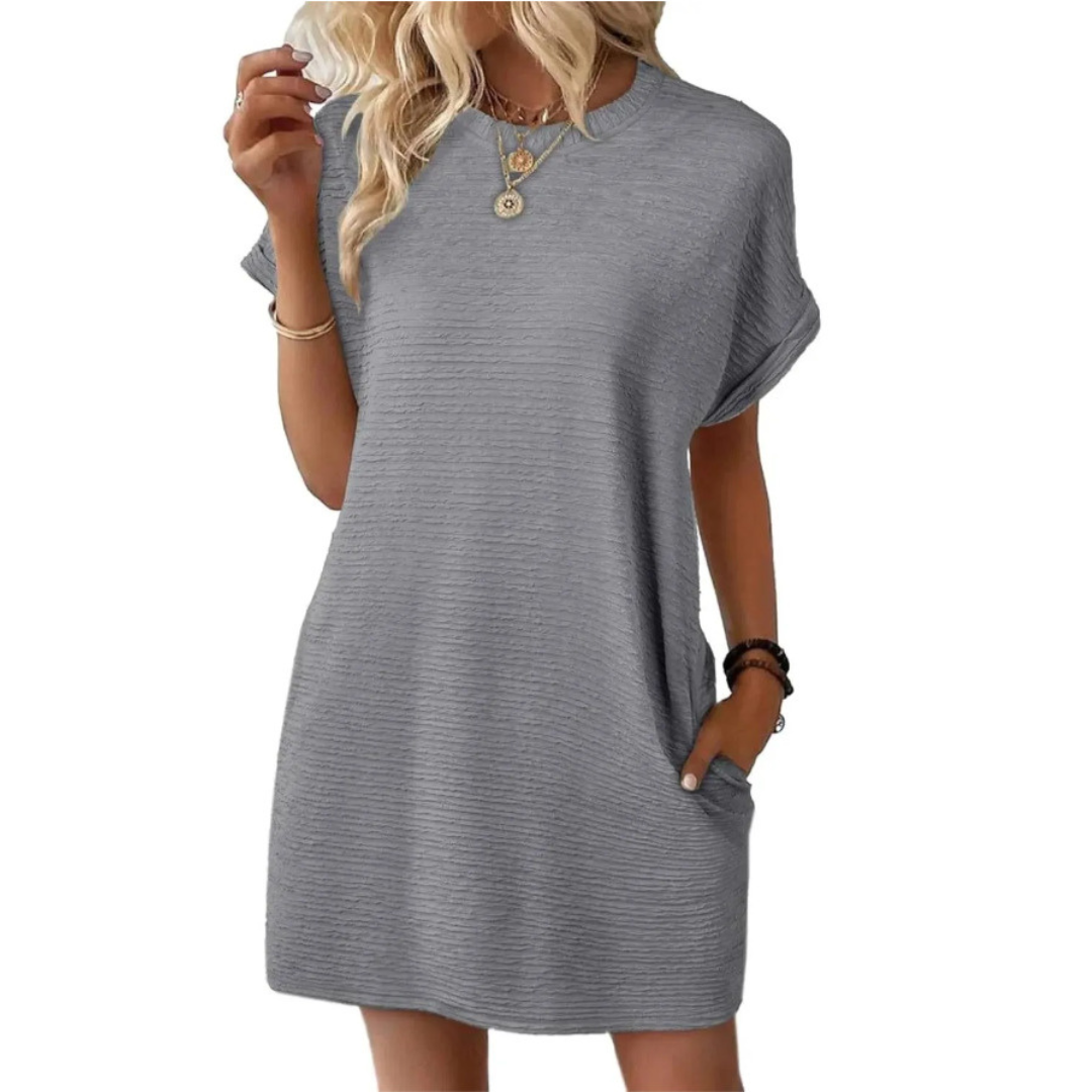 Casual minimalist round-neck summer dress for women | Evasha