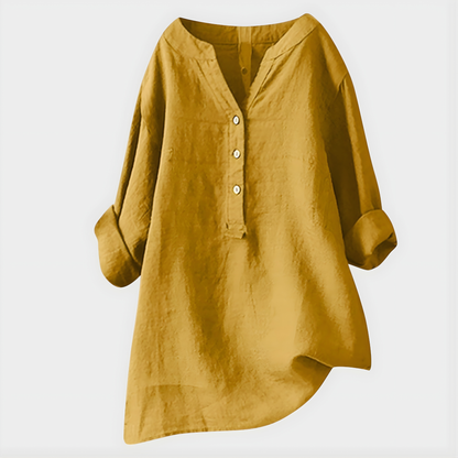 Elegant V-neck blouse with relaxed silhouette for women | Veronique