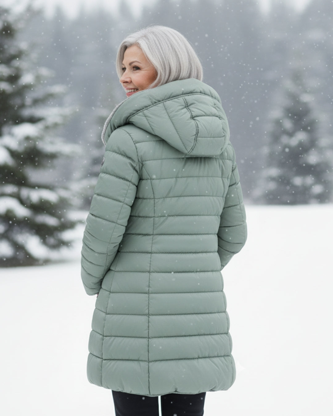 Warm hooded puffer winter coat for women | Olivia