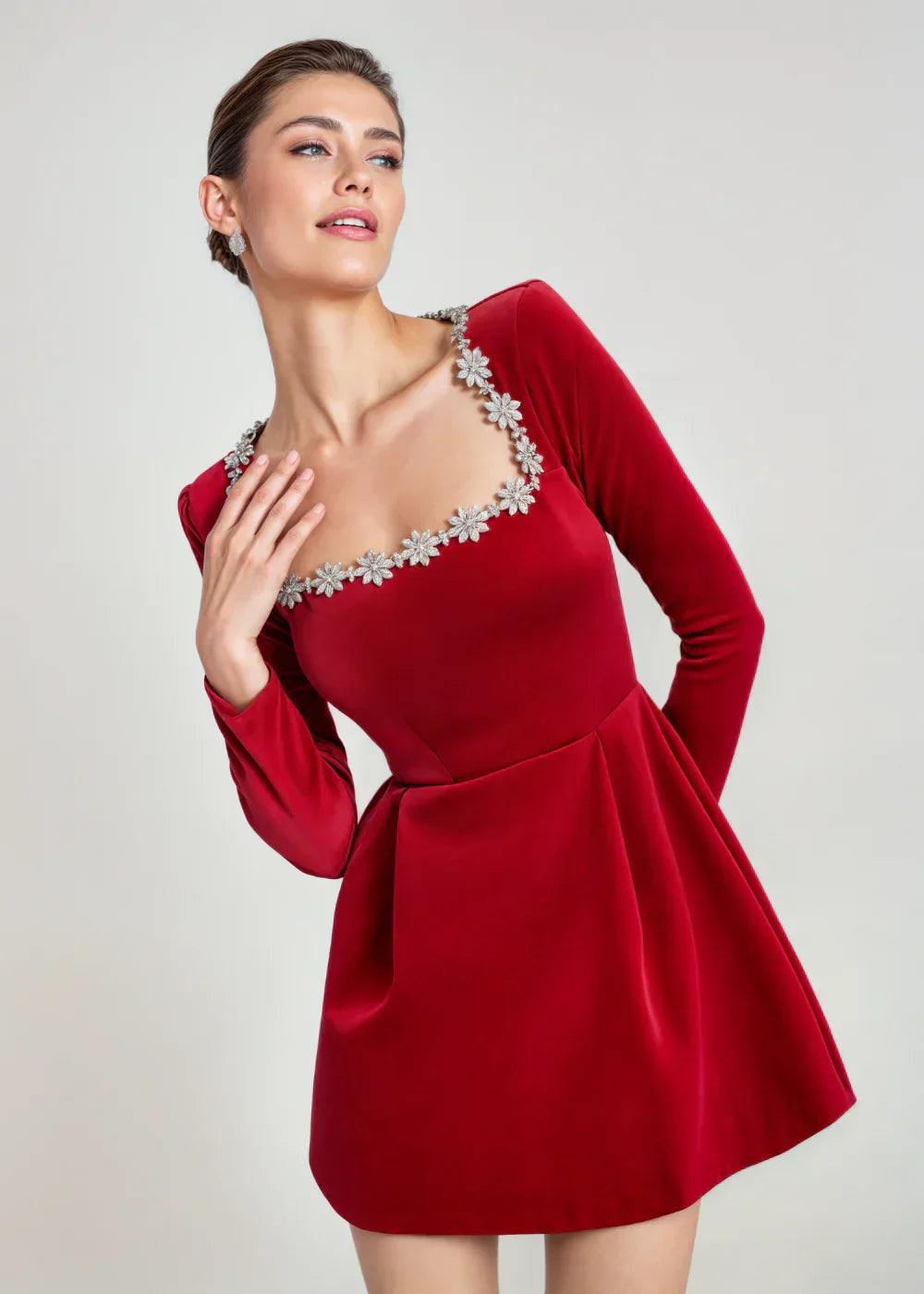 Chic Velvet Mini Dress with Square Neckline | Willow