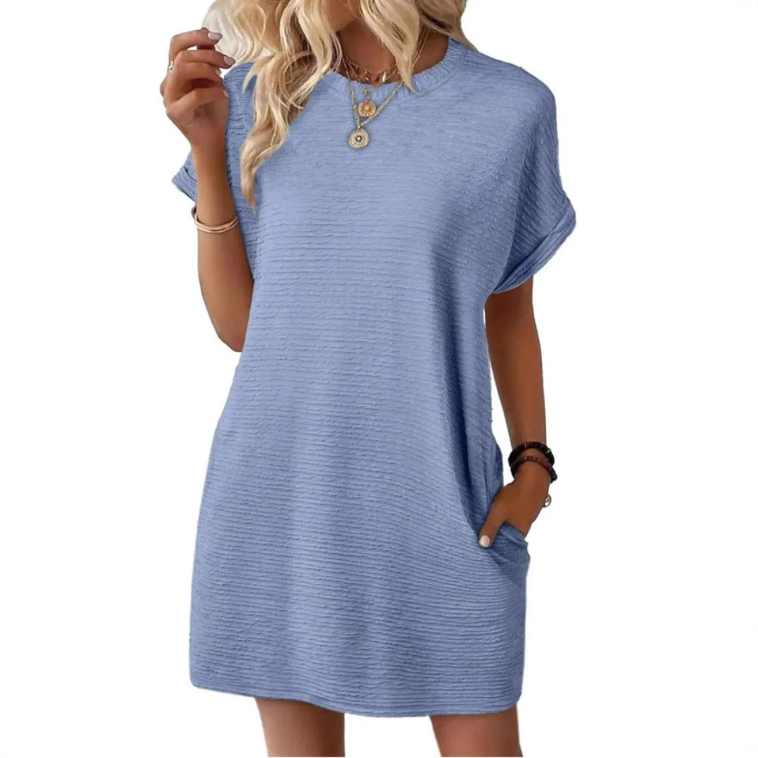 Casual minimalist round-neck summer dress for women | Evasha